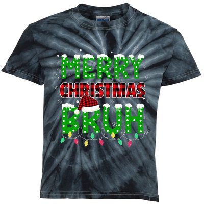 Bruh Christmas Red Plaid Teens Xmas Pajama Kids Tie-Dye T-Shirt