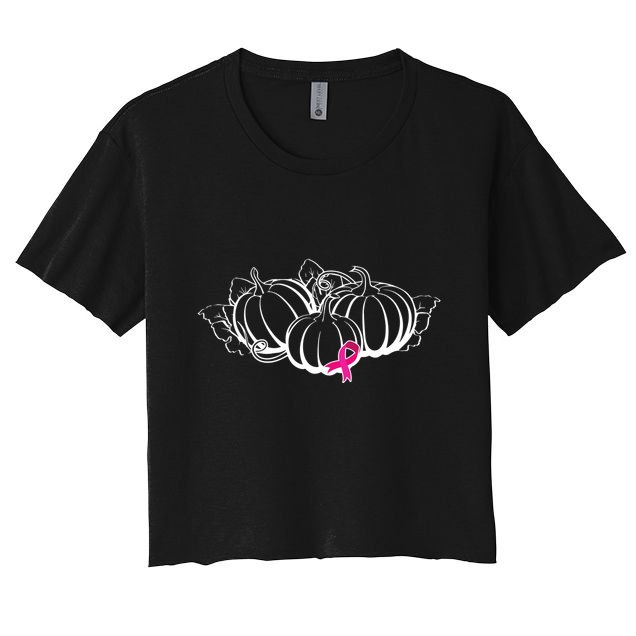Breast Cancer Ribbon Pumpkin Fall Crop Top
