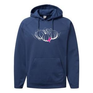 Breast Cancer Ribbon Pumpkin Fall Performance Fleece Hoodie