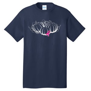 Breast Cancer Ribbon Pumpkin Fall Tall T-Shirt