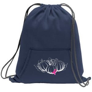 Breast Cancer Ribbon Pumpkin Fall Sweatshirt Cinch Pack Bag