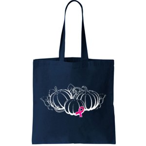 Breast Cancer Ribbon Pumpkin Fall Tote Bag