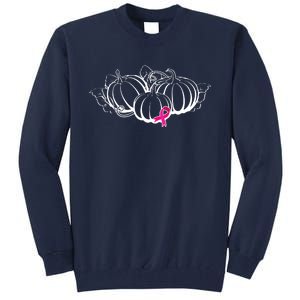 Breast Cancer Ribbon Pumpkin Fall Tall Sweatshirt