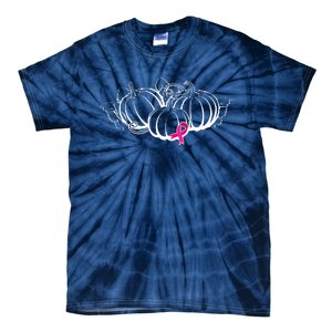 Breast Cancer Ribbon Pumpkin Fall Tie-Dye T-Shirt