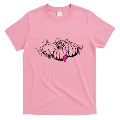 Breast Cancer Ribbon Pumpkin Fall T-Shirt