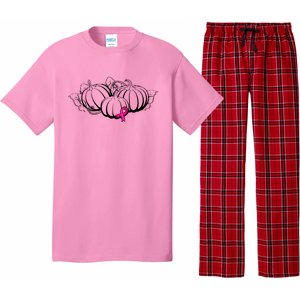 Breast Cancer Ribbon Pumpkin Fall Pajama Set