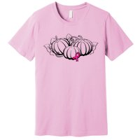 Breast Cancer Ribbon Pumpkin Fall Premium T-Shirt