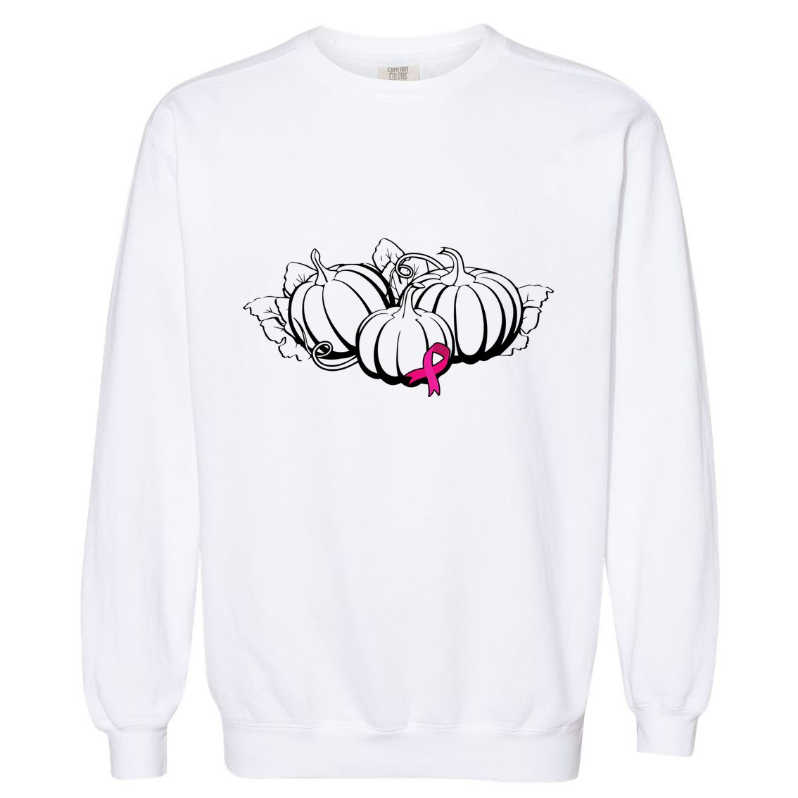 Breast Cancer Ribbon Pumpkin Fall Garment-Dyed Sweatshirt