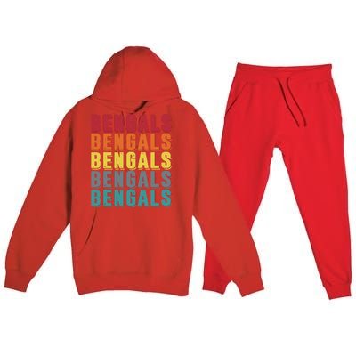 Bengals Colorful Retro Premium Hooded Sweatsuit Set