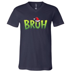 Bruh Christmas Red Plaid Xmas Pajama V-Neck T-Shirt