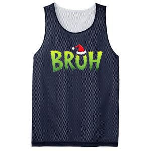 Bruh Christmas Red Plaid Xmas Pajama Mesh Reversible Basketball Jersey Tank