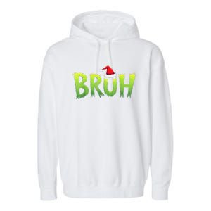 Bruh Christmas Red Plaid Xmas Pajama Garment-Dyed Fleece Hoodie