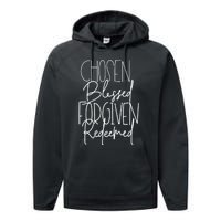 Blessed Chosen Redeemed Forgiven Christian Family  Performance Fleece Hoodie