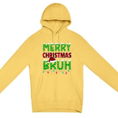 Bruh Christmas Red Plaid Teens Xmas Pajama Premium Pullover Hoodie