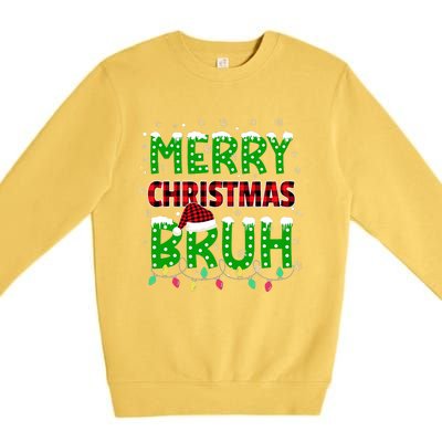 Bruh Christmas Red Plaid Teens Xmas Pajama Premium Crewneck Sweatshirt