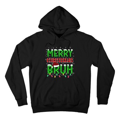 Bruh Christmas Red Plaid Teens Xmas Pajama Hoodie