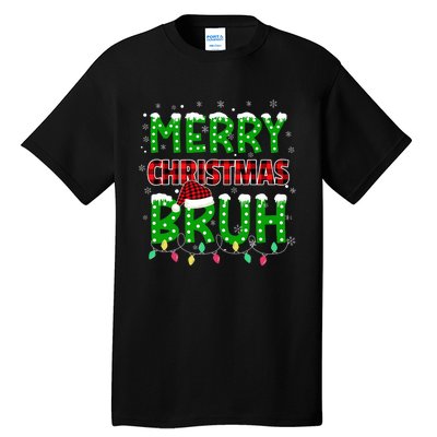 Bruh Christmas Red Plaid Teens Xmas Pajama Tall T-Shirt