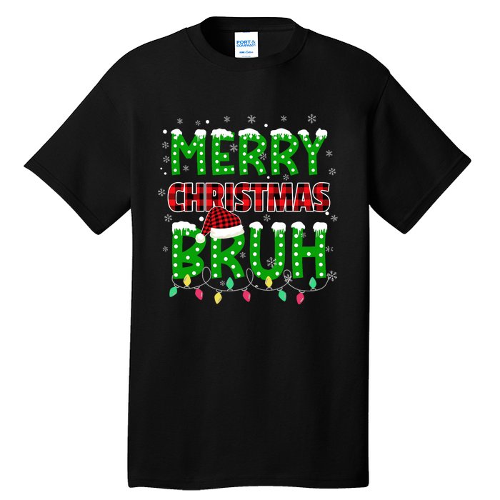 Bruh Christmas Red Plaid Teens Xmas Pajama Tall T-Shirt