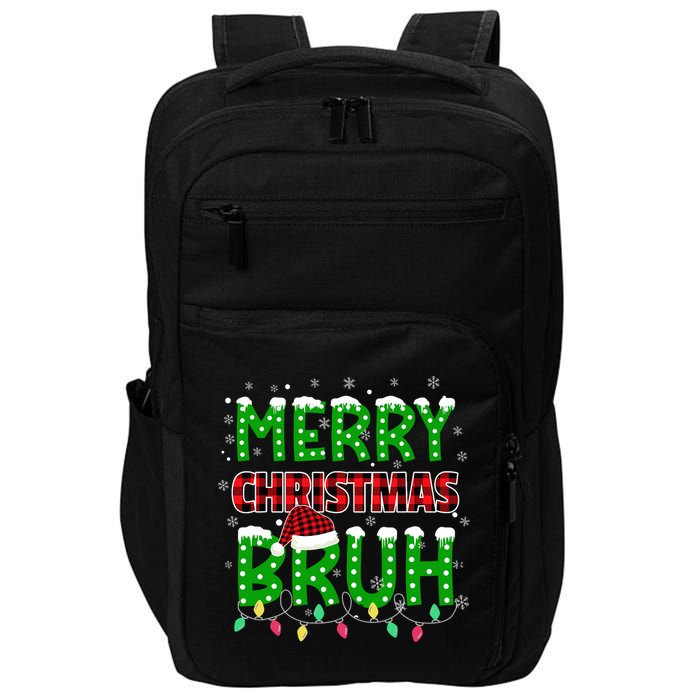 Bruh Christmas Red Plaid Teens Xmas Pajama Impact Tech Backpack