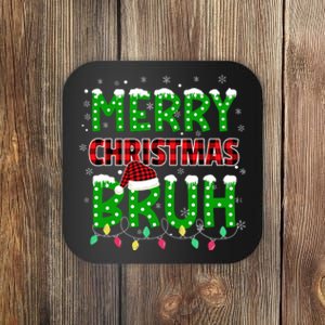 Bruh Christmas Red Plaid Teens Xmas Pajama Coaster