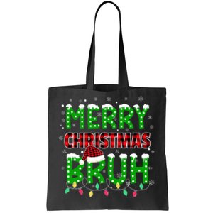 Bruh Christmas Red Plaid Teens Xmas Pajama Tote Bag