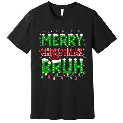 Bruh Christmas Red Plaid Teens Xmas Pajama Premium T-Shirt