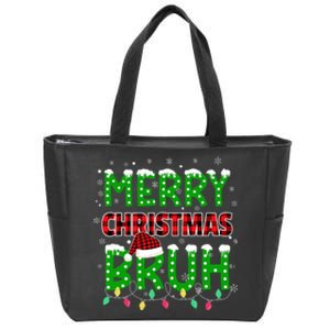 Bruh Christmas Red Plaid Teens Xmas Pajama Zip Tote Bag