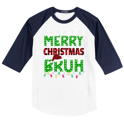 Bruh Christmas Red Plaid Teens Xmas Pajama Baseball Sleeve Shirt