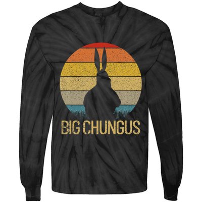 Big Chungus Retro Sunset Vintage Dank Meme Big Chungus Tie-Dye Long Sleeve Shirt
