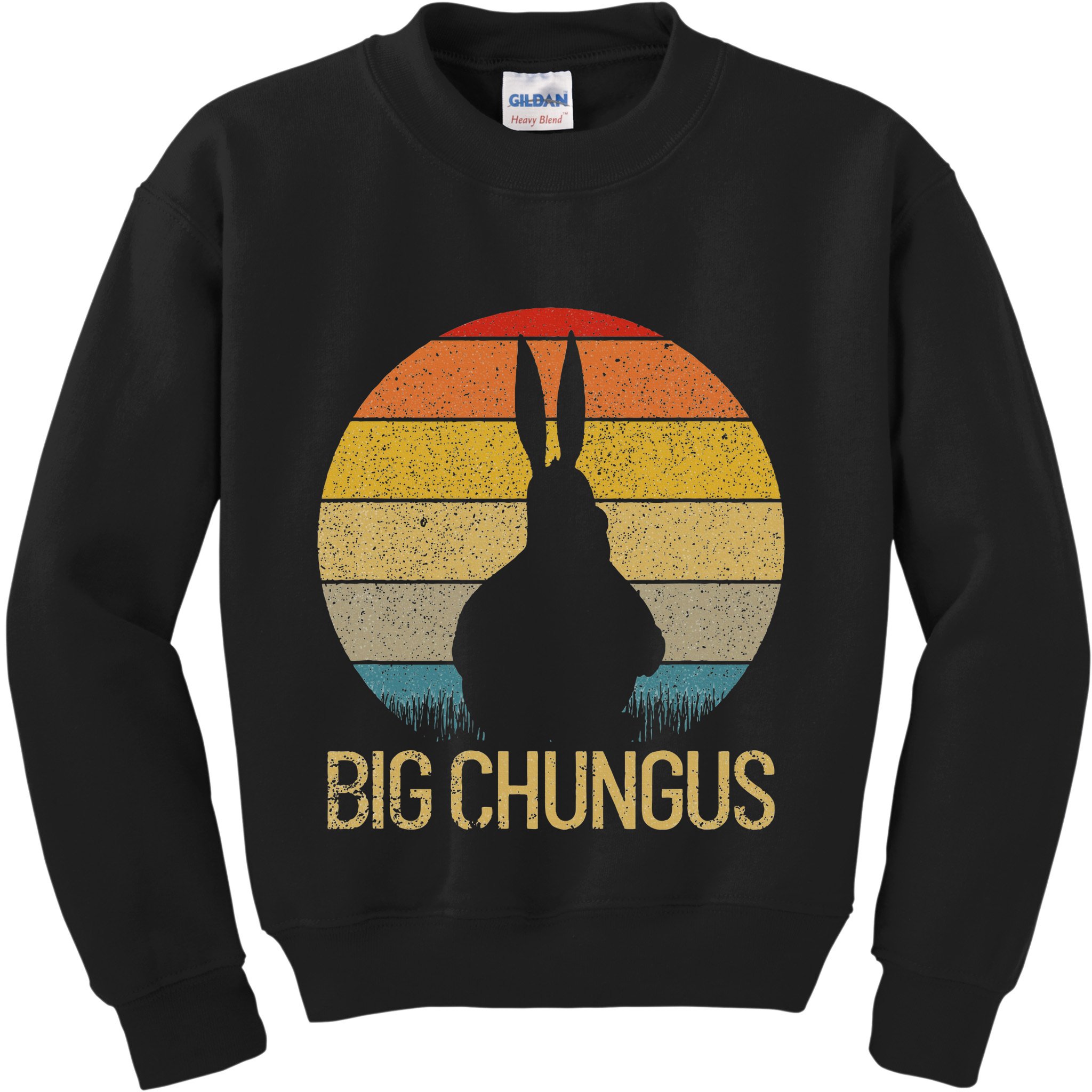 Big Chungus Retro Sunset Vintage Dank Meme Big Chungus Kids Sweatshirt