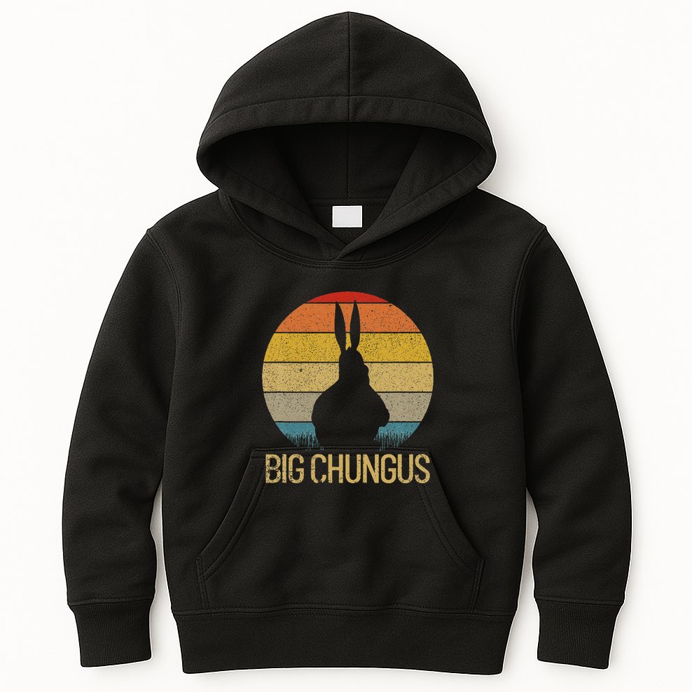 Big Chungus Retro Sunset Vintage Dank Meme Big Chungus Kids Hoodie