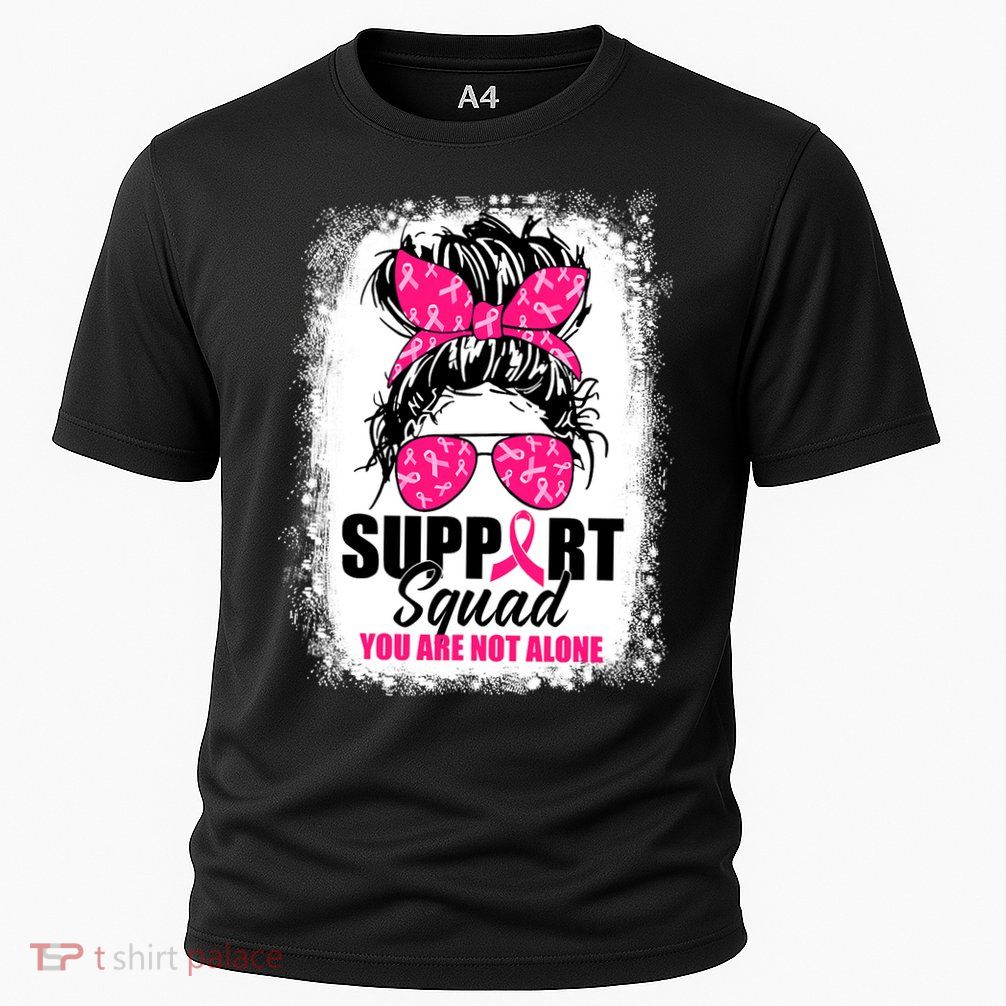 Breast Cancer Support Squad Messy Bun Warrior Awareness Performance Shirt