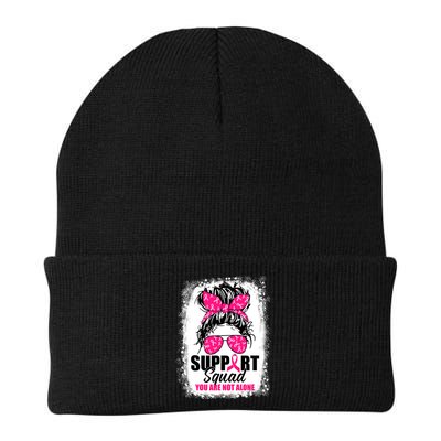 Breast Cancer Support Squad Messy Bun Warrior Awareness Beanie