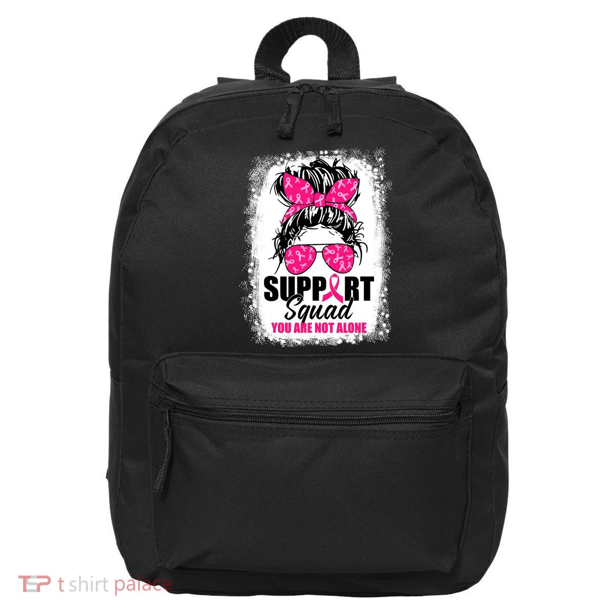Breast Cancer Support Squad Messy Bun Warrior Awareness 16 in Basic Backpack