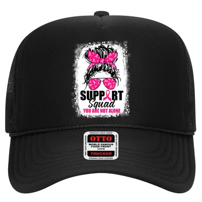 Breast Cancer Support Squad Messy Bun Warrior Awareness Trucker Hat