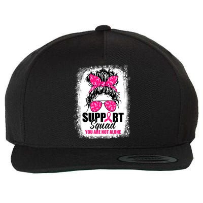 Breast Cancer Support Squad Messy Bun Warrior Awareness Wool Snapback Cap
