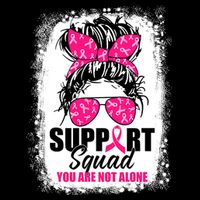 Breast Cancer Support Squad Messy Bun Warrior Awareness Kids T-Shirt