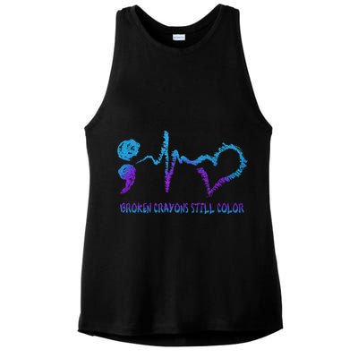 Broken Crayons Still Color Suicide Prevention Awareness Ladies PosiCharge Tri-Blend Wicking Tank