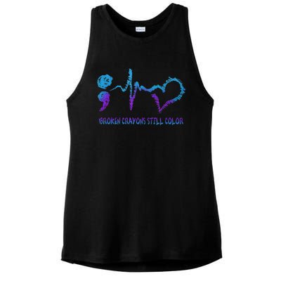 Broken Crayons Still Color Suicide Prevention Awareness Ladies PosiCharge Tri-Blend Wicking Tank