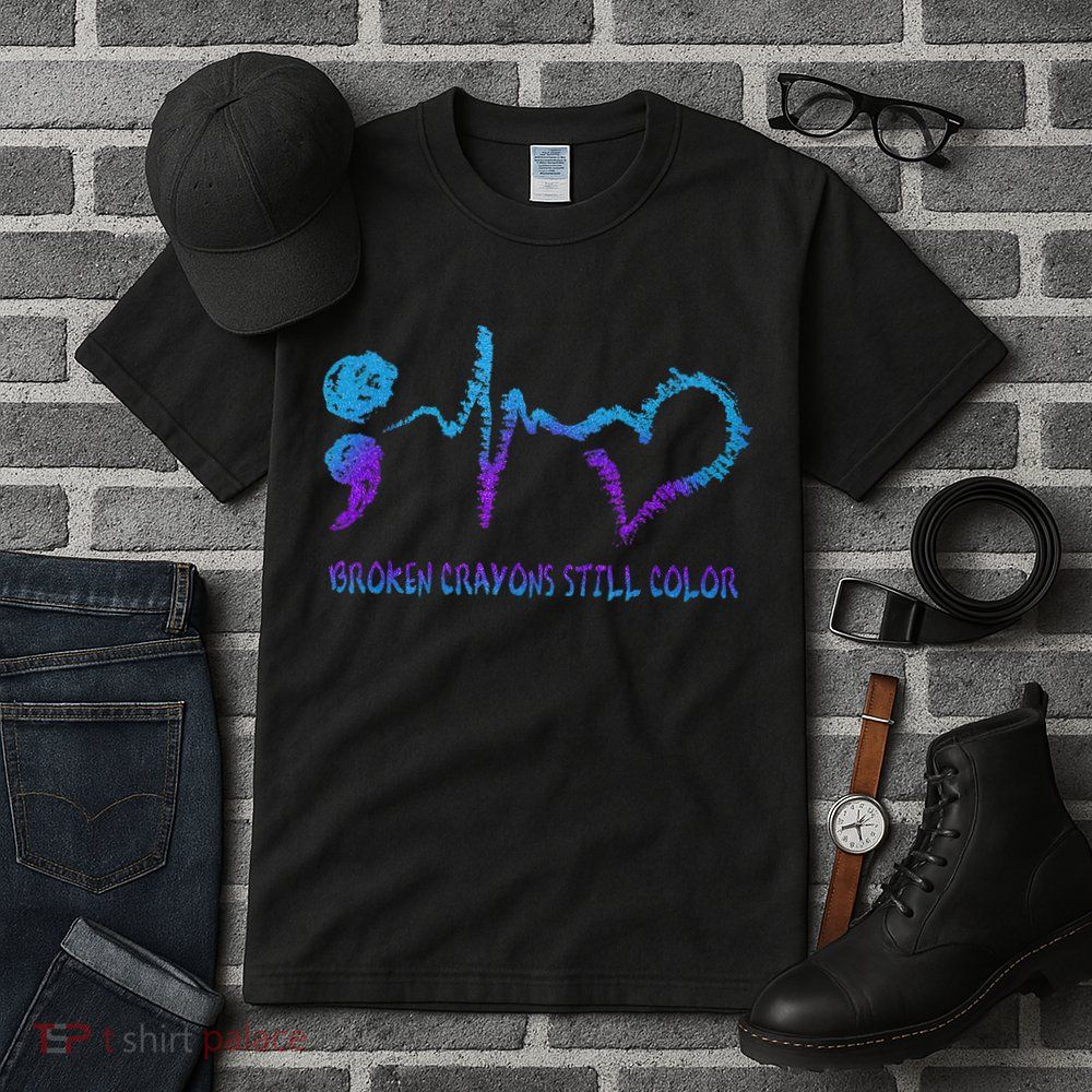 Broken Crayons Still Color Suicide Prevention Awareness Tall T-Shirt