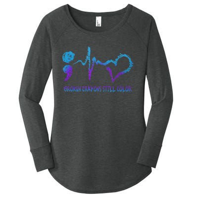 Broken Crayons Still Color Suicide Prevention Awareness Women's Perfect Tri Tunic Long Sleeve Shirt