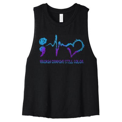 Broken Crayons Still Color Suicide Prevention Awareness Women's Racerback Cropped Tank