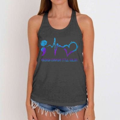 Broken Crayons Still Color Suicide Prevention Awareness Women's Knotted Racerback Tank