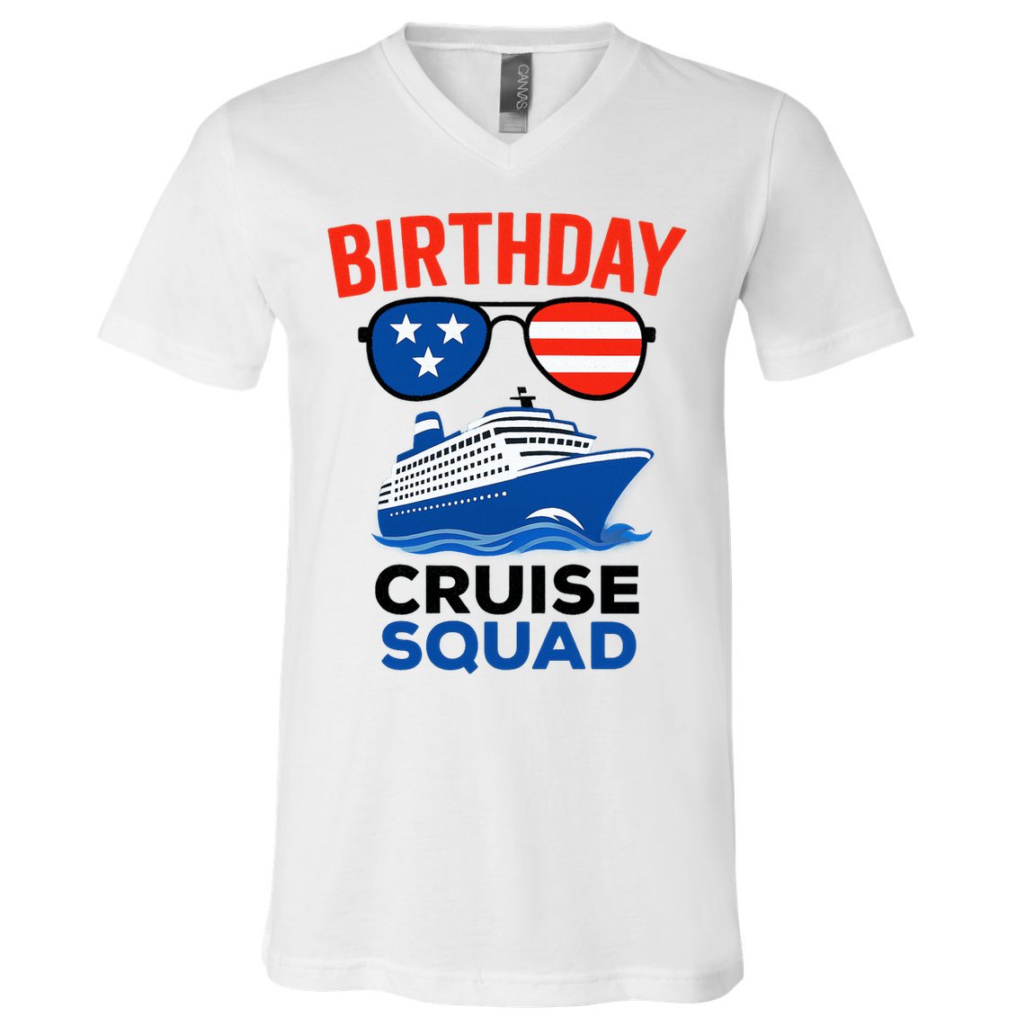 Birthday Cruise Squad USA America V-Neck T-Shirt