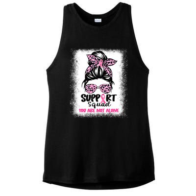 Breast Cancer Support Squad Messy Bun Pink Warrior Awareness Ladies PosiCharge Tri-Blend Wicking Tank