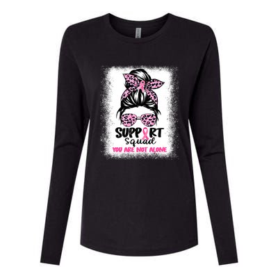 Breast Cancer Support Squad Messy Bun Pink Warrior Awareness Womens Cotton Relaxed Long Sleeve T-Shirt