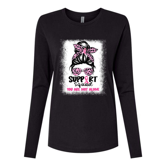 Breast Cancer Support Squad Messy Bun Pink Warrior Awareness Womens Cotton Relaxed Long Sleeve T-Shirt