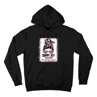 Breast Cancer Support Squad Messy Bun Pink Warrior Awareness Hoodie