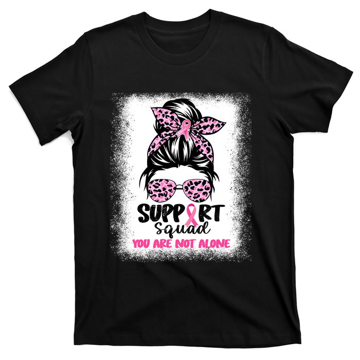 Breast Cancer Support Squad Messy Bun Pink Warrior Awareness T-Shirt