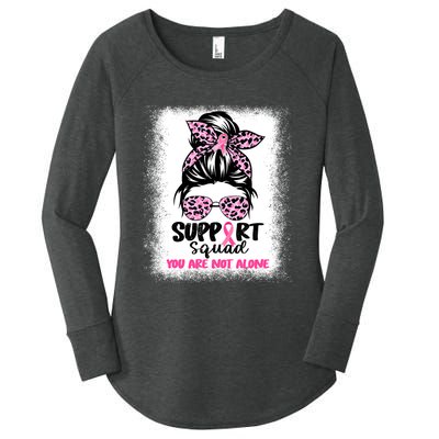 Breast Cancer Support Squad Messy Bun Pink Warrior Awareness Women's Perfect Tri Tunic Long Sleeve Shirt